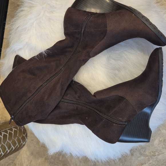 Brown Wedge Boots - Picture 2 of 8